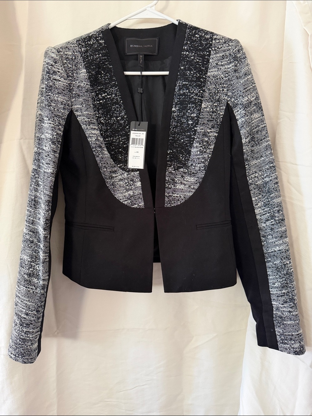 BCBGMaxAzria Black Blazer with Gray Tweed Accents